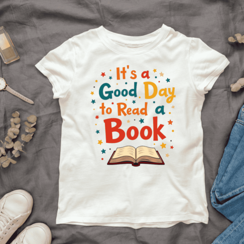 Open Book with Inspirational Quote T-shirt Design cover image.