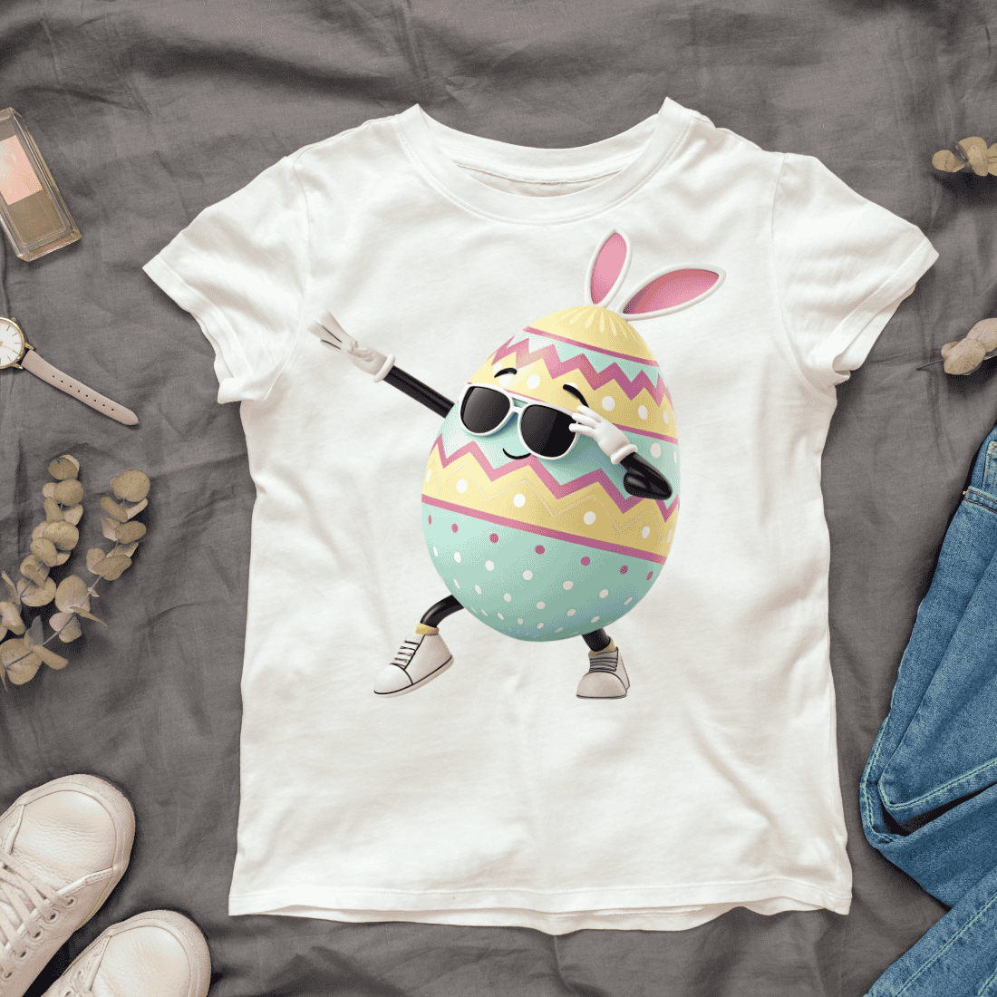 Dabbing Egg with Sunglasses T-shirt Design cover image.