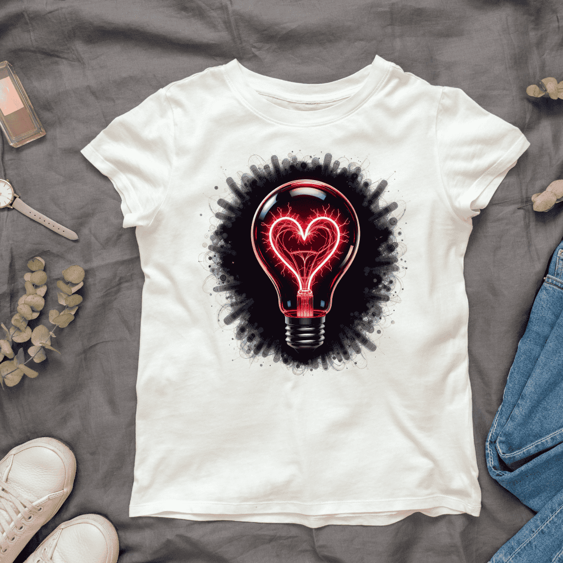 Romantic Light Bulb T-shirt Design cover image.