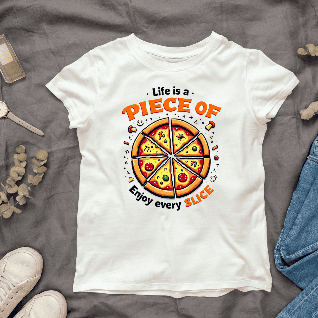 Life is a Piece of Pizza T-shirt Design Bundle cover image.