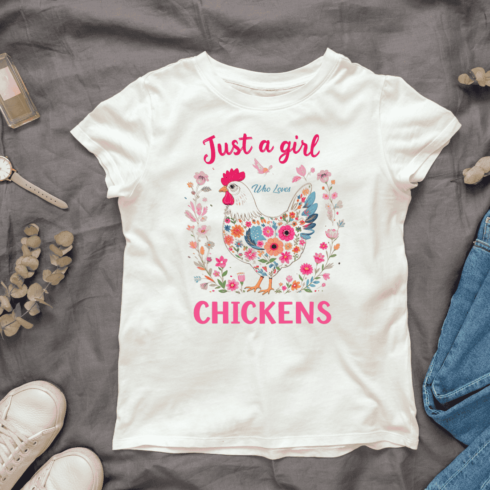 Chicken Lover Girl T-Shirt Design cover image.