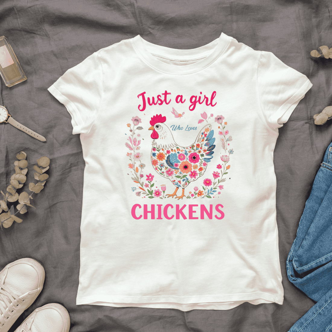 Chicken Lover Girl T-Shirt Design cover image.