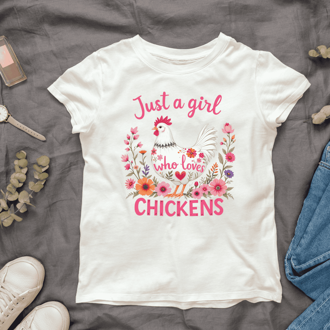 Girl Chicken Lover T-shirt Design cover image.