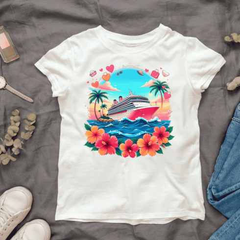 Tropical Island Cruise T-shirt Design cover image.