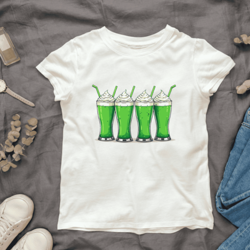 Festive St Patrick's Day Drink T-shirt Design cover image.