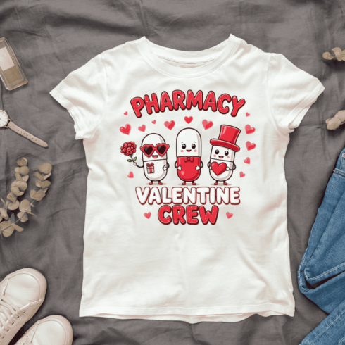 Pharmacy Valentine Crew T-shirt Design cover image.