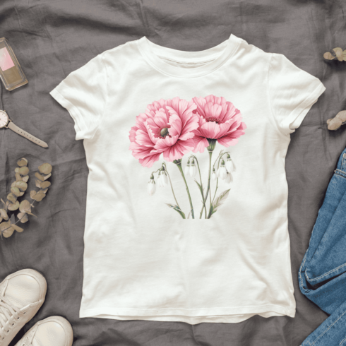 Watercolor Flower Arrangement T-shirt Design cover image.