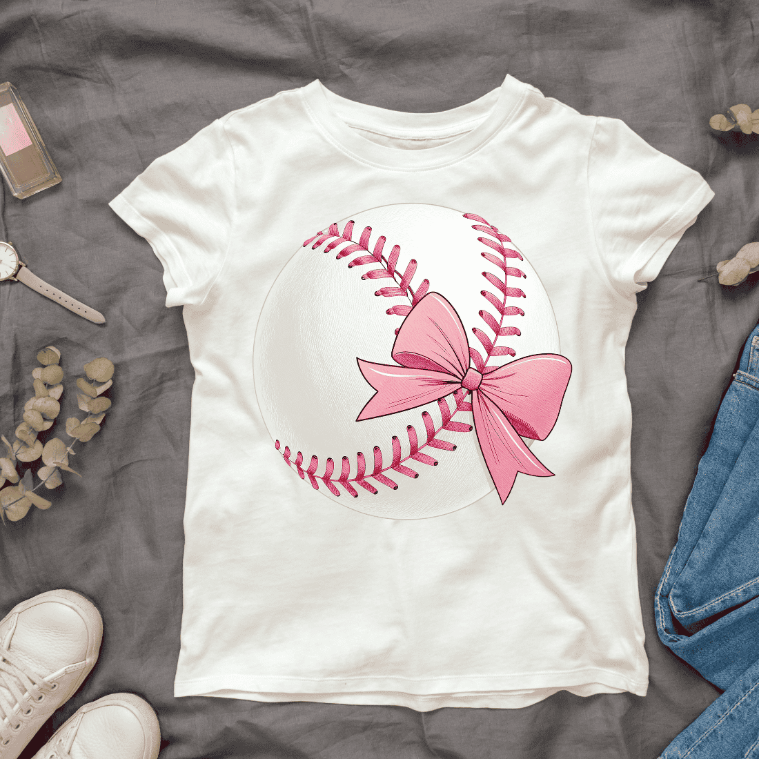 Baseball with Ribbon T-shirt Design Bundle cover image.