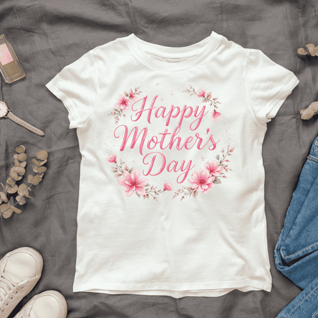 Floral Mother's Day T-shirt Design preview image.