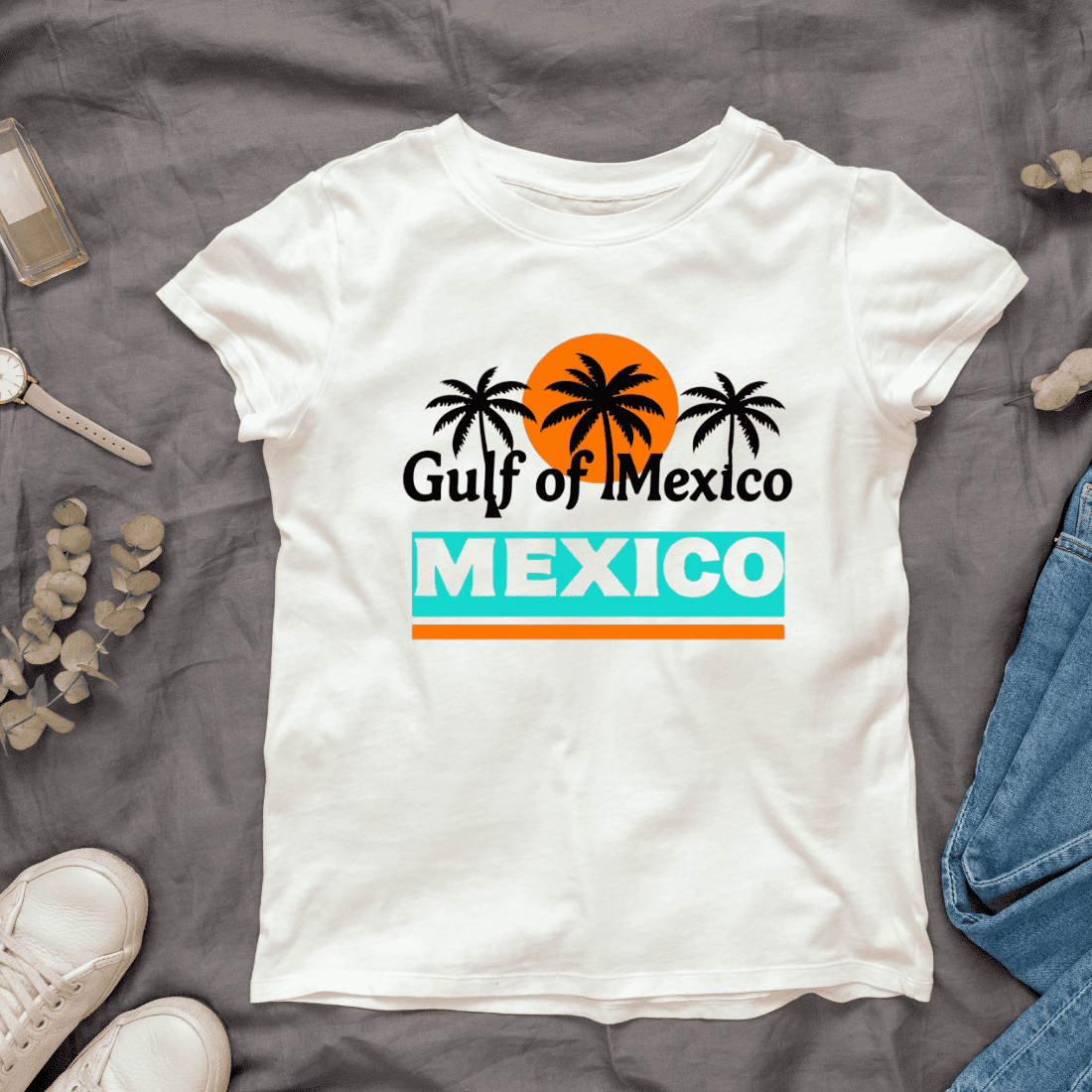 Vintage Retro Gulf of Mexico T-shirt Design cover image.