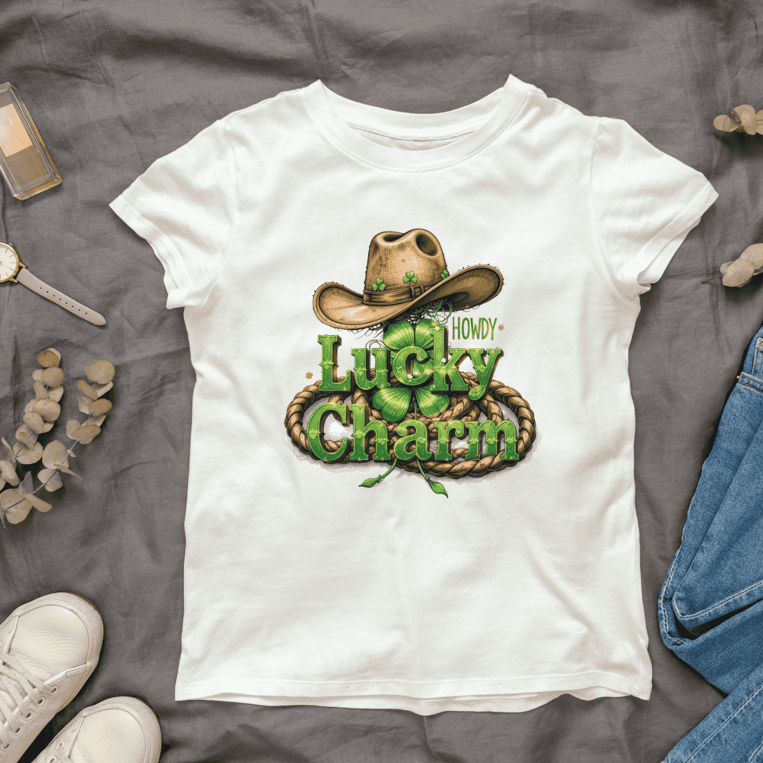 St Patrick's Day Cowboy Hat T-shirt Design cover image.