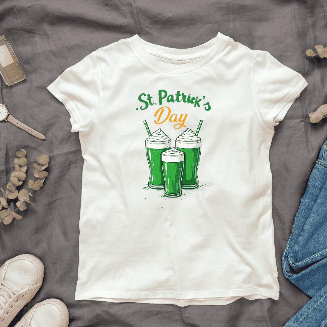 St Patrick's Day Green Milkshakes T-shirt Design cover image.