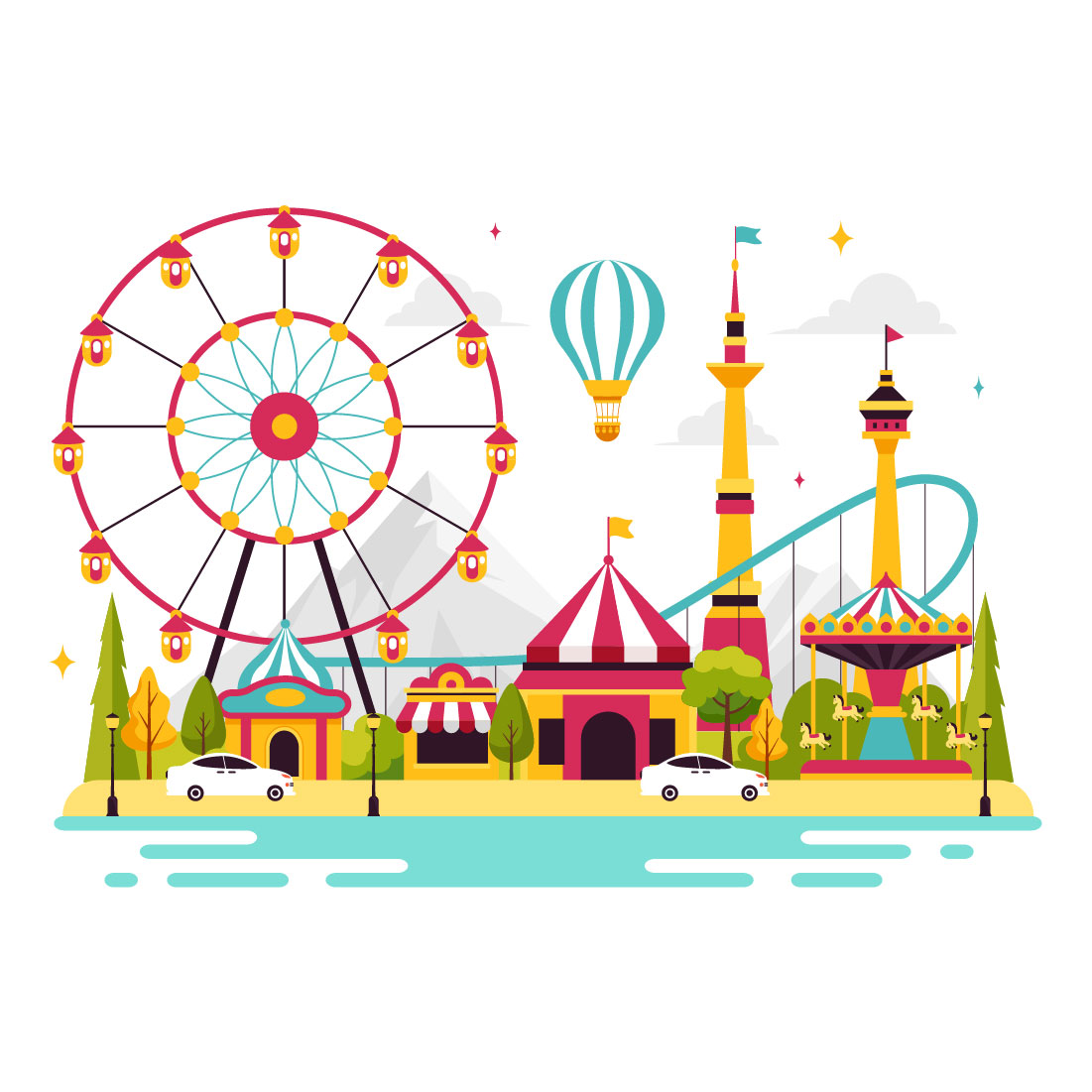 9 Amusement Park Illustration preview image.