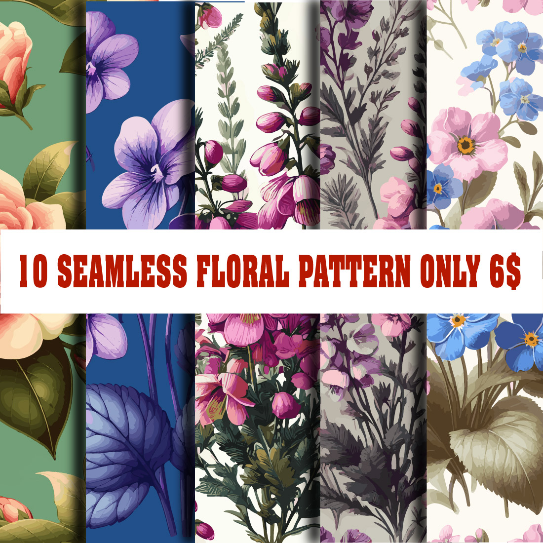 10 seamless floral digital pattern only 6$ preview image.