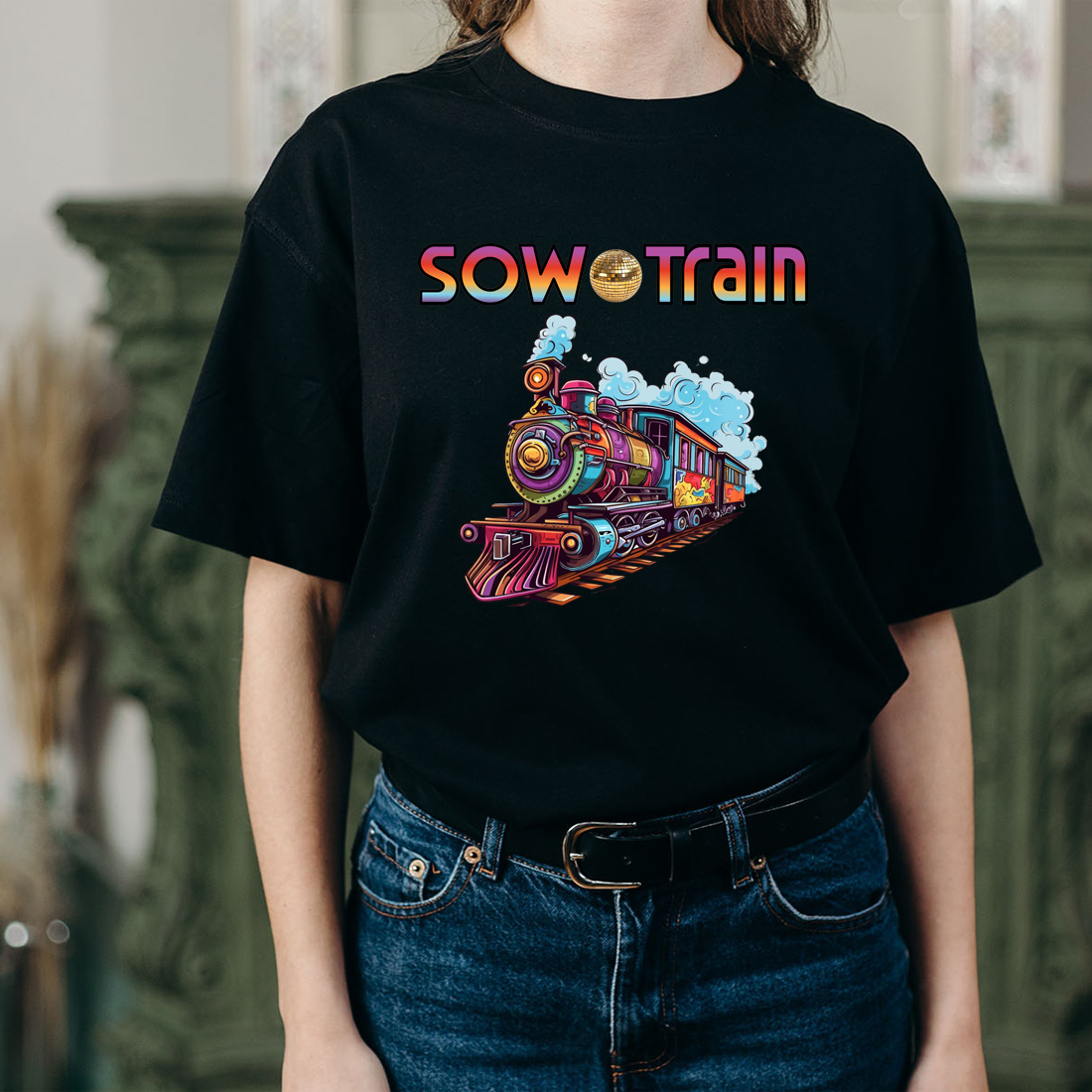 SOW Train Vintage T-shirt Logo Design preview image.