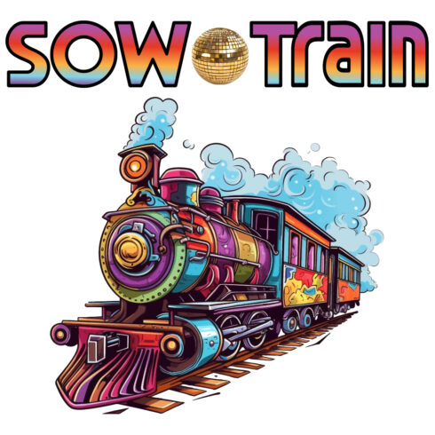 SOW Train Vintage T-shirt Logo Design cover image.