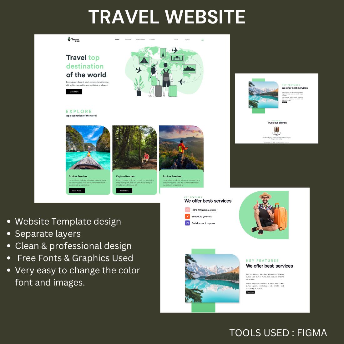 TRAVEL WEBSITE TEMPLATE cover image.