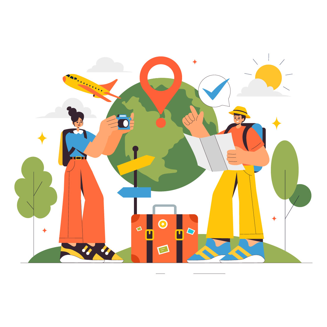 9 Travel and Backpacking Illustration preview image.