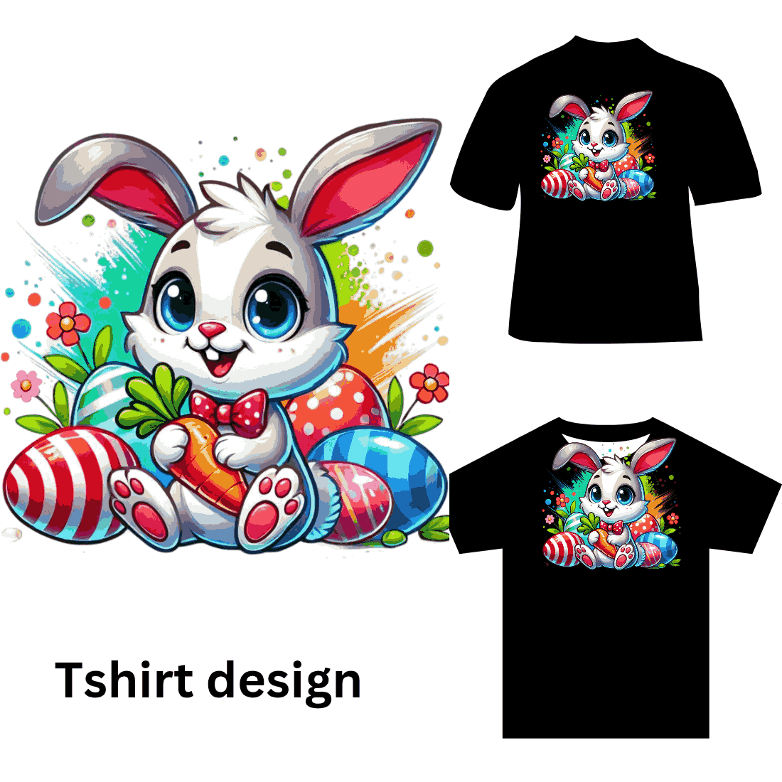 Cartoon Bunny Easter Tshirt design preview image.