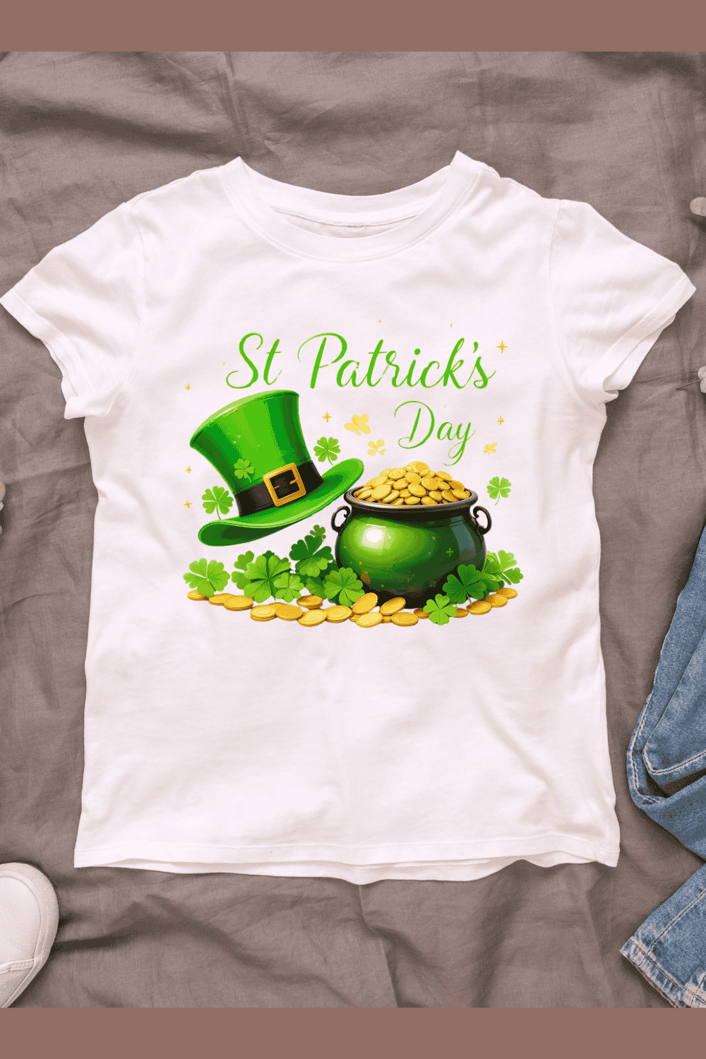 Festive St Patricks Day T-shirt Design pinterest preview image.