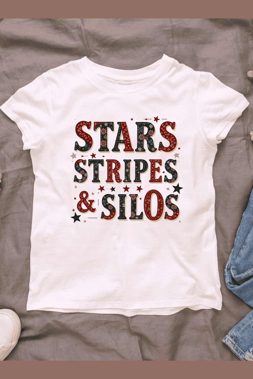 Stars, Stripes & Silos - Patriotic Typography T-shirt Design Bundle pinterest preview image.