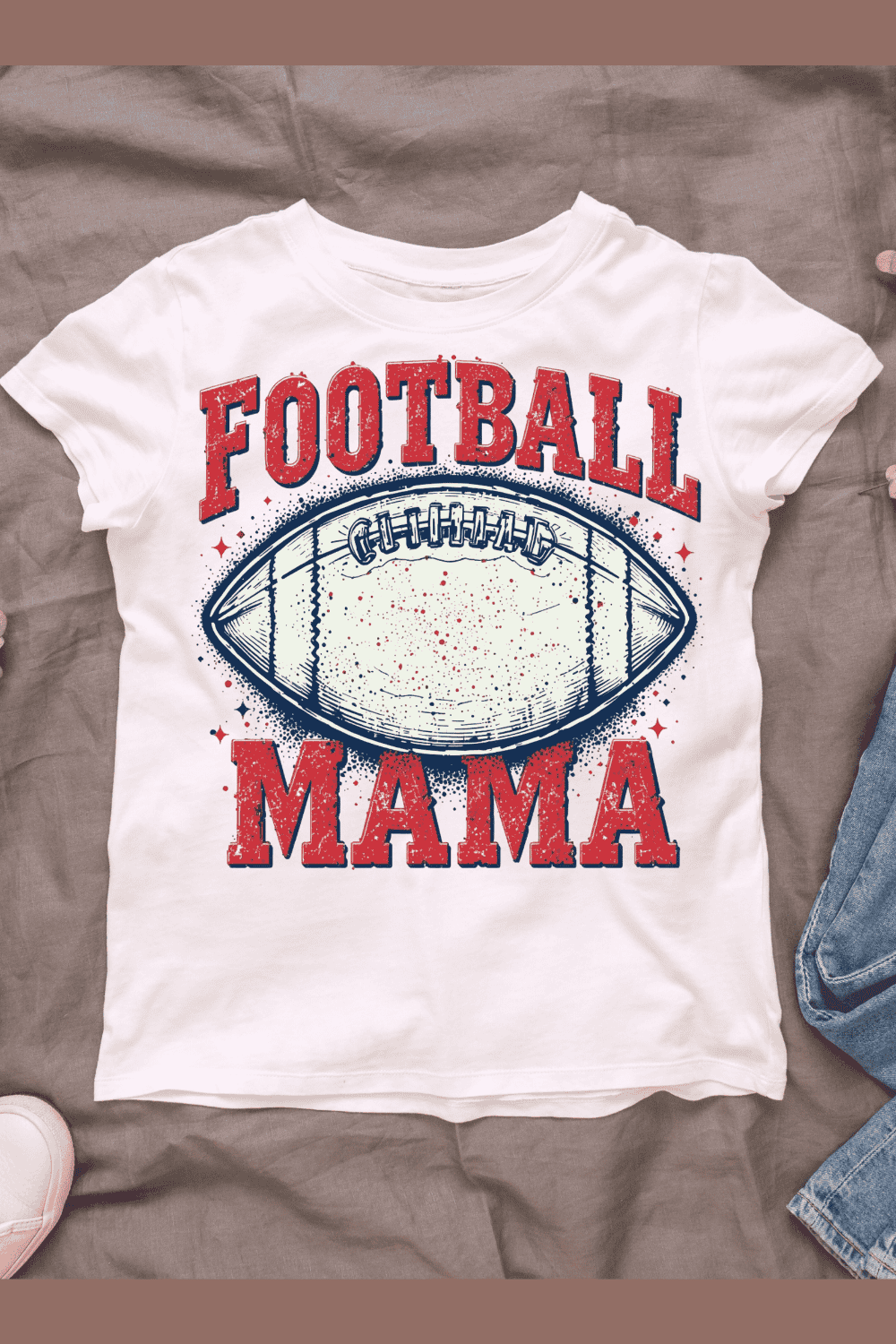 Football with Mama Text T-shirt Design pinterest preview image.