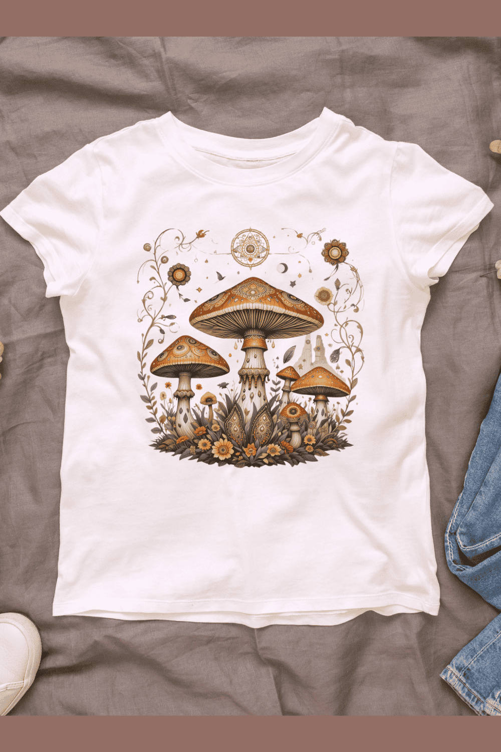 Mystical Mushroom Group T-shirt Design pinterest preview image.