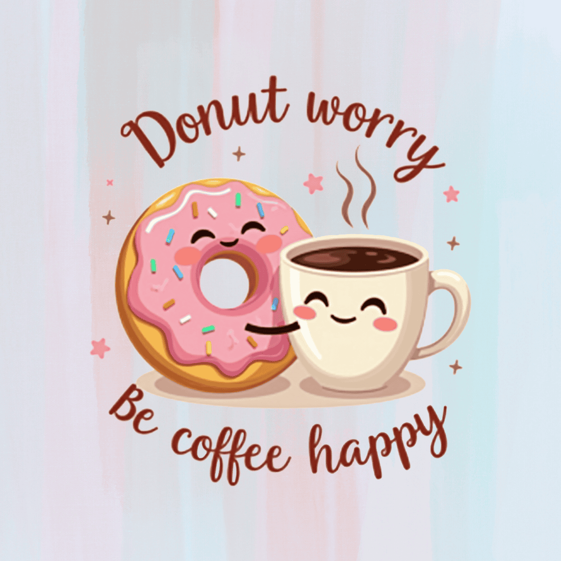 Donut Worry Be Coffee Happy T-shirt Design Bundle preview image.