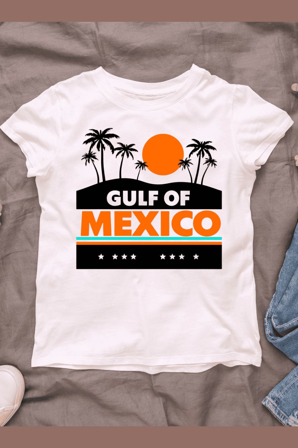 Sunset Gulf of Mexico T-shirt Design pinterest preview image.