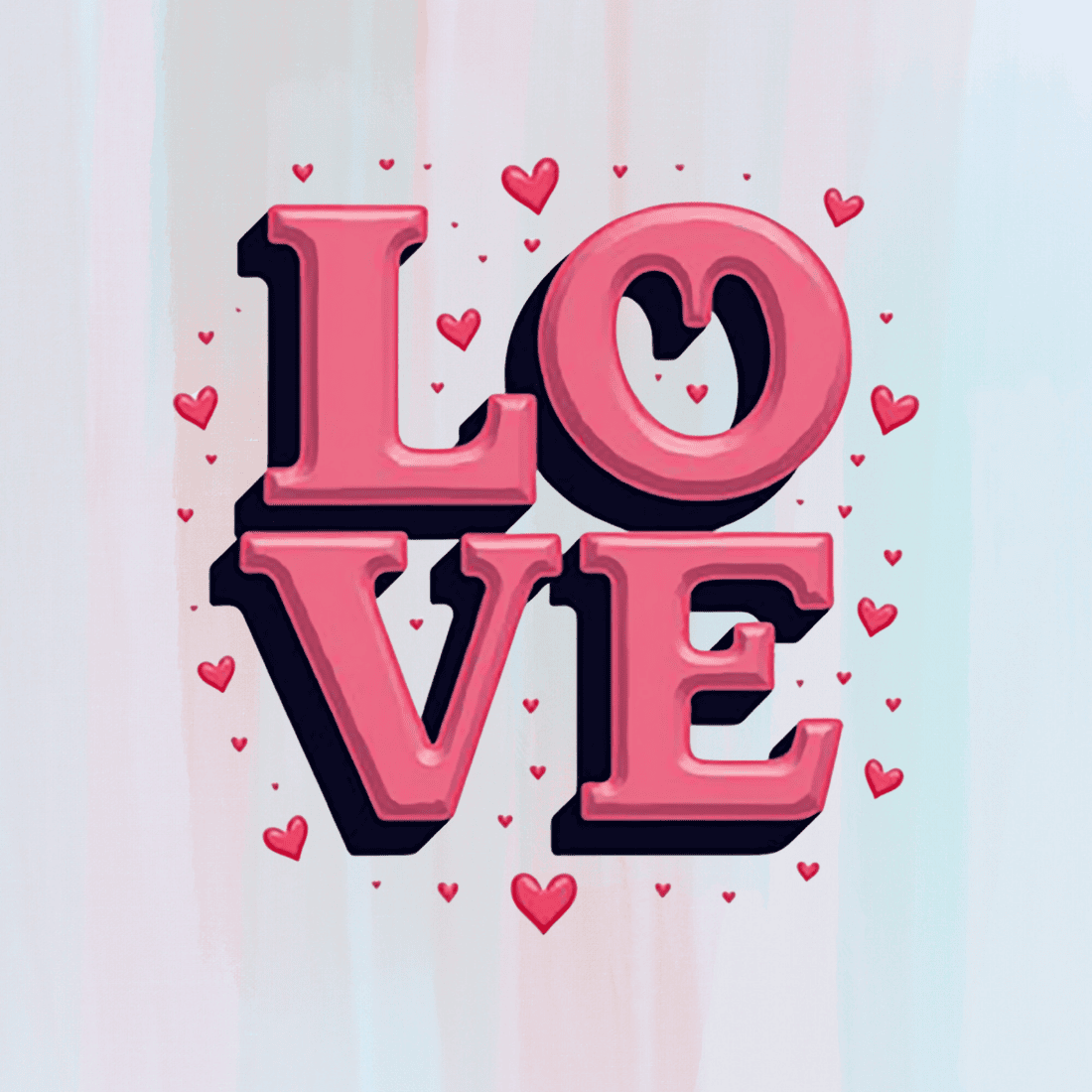 Love Word, Cute and Heartfelt T-shirt Design Bundle preview image.