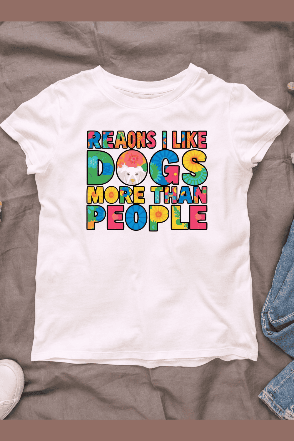 Reasons I Like Dogs Than People Text T-shirt Design pinterest preview image.