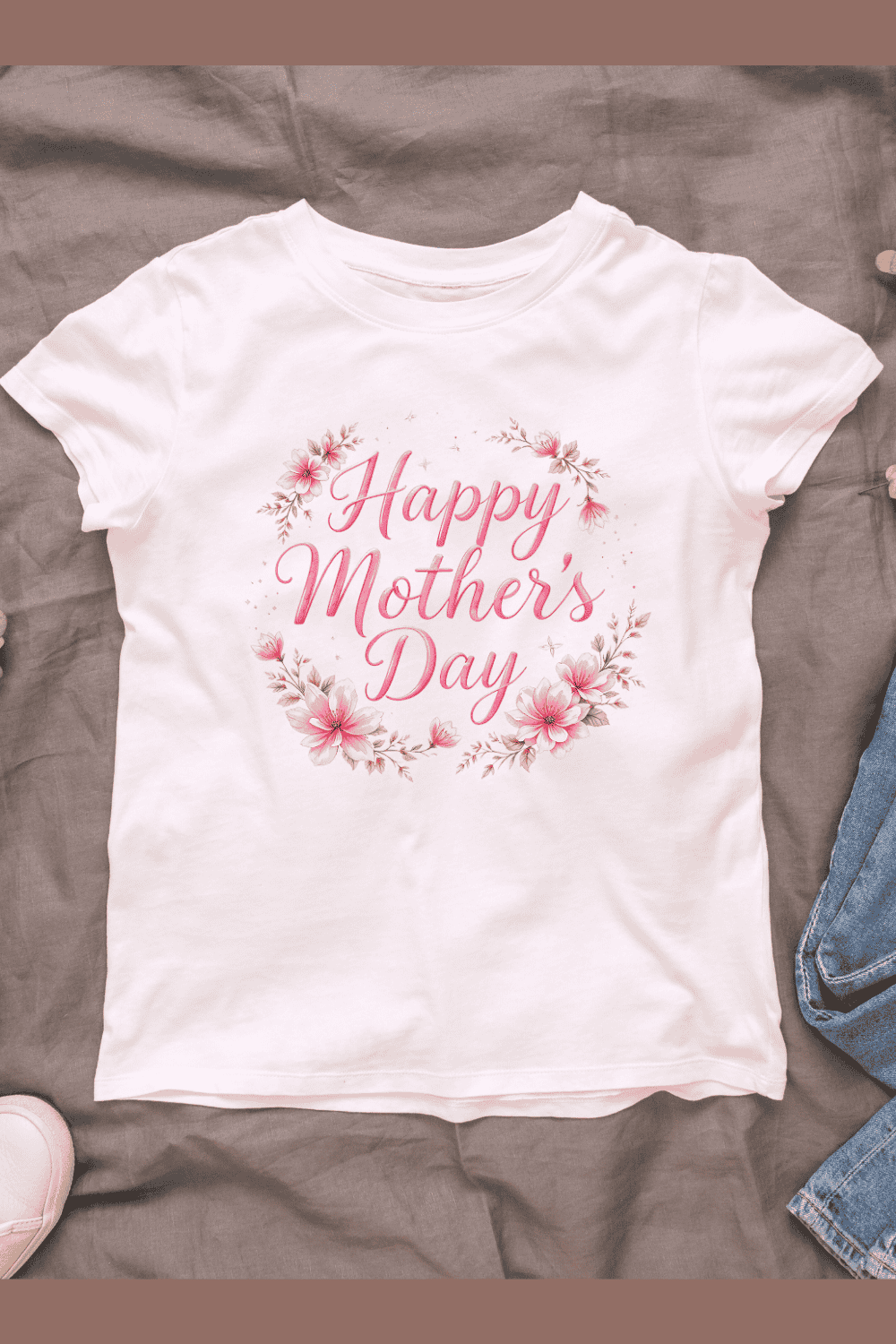 Floral Mother's Day T-shirt Design pinterest preview image.