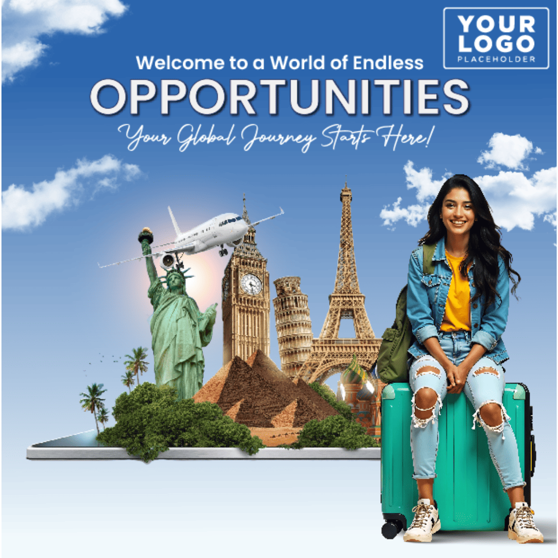 study abroad wall design | Welcome to a World of Endless OPPORTUNITIES Your Global Journey Starts Here! pinterest preview image.