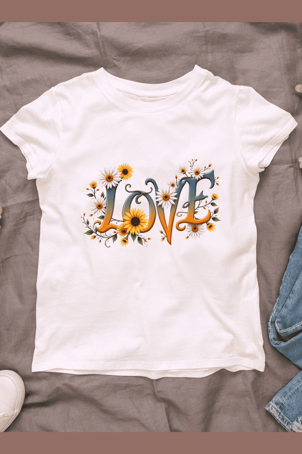 Summer Love With Floral Arrangement T-shirt Design Bundle pinterest preview image.