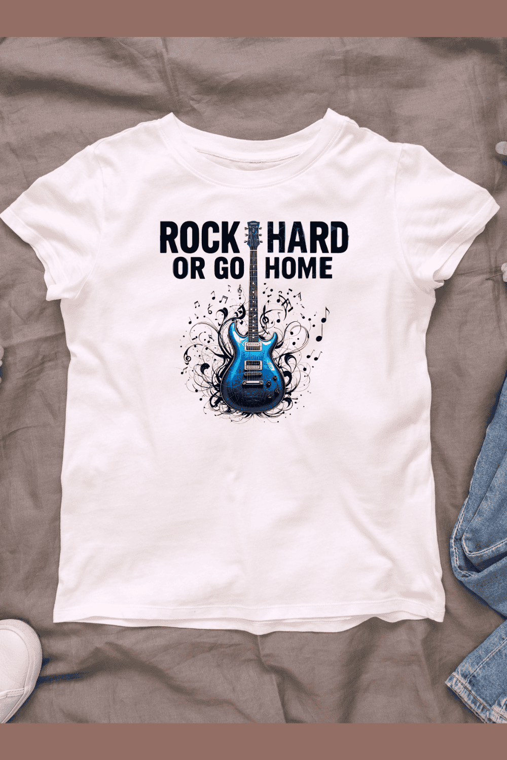 Rock Hard Or Go Home Text T-shirt Design pinterest preview image.