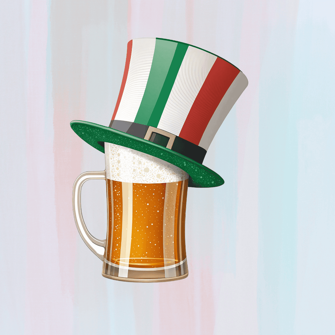 Beer Mug with Green Hat for St Patrick's Day T-shirt Design preview image.