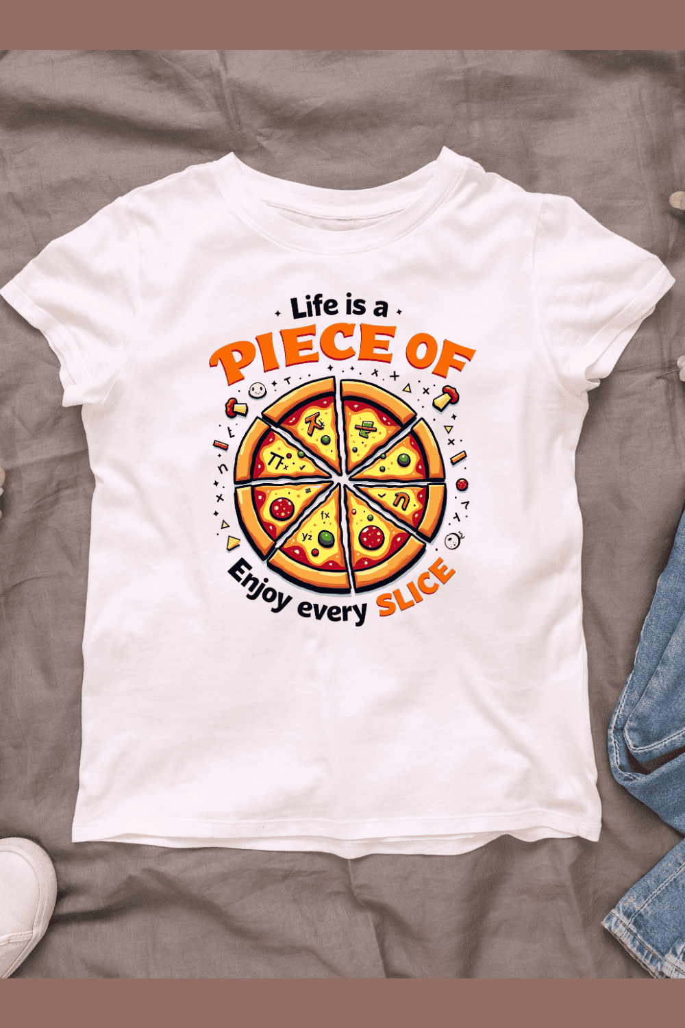 Life is a Piece of Pizza T-shirt Design Bundle pinterest preview image.