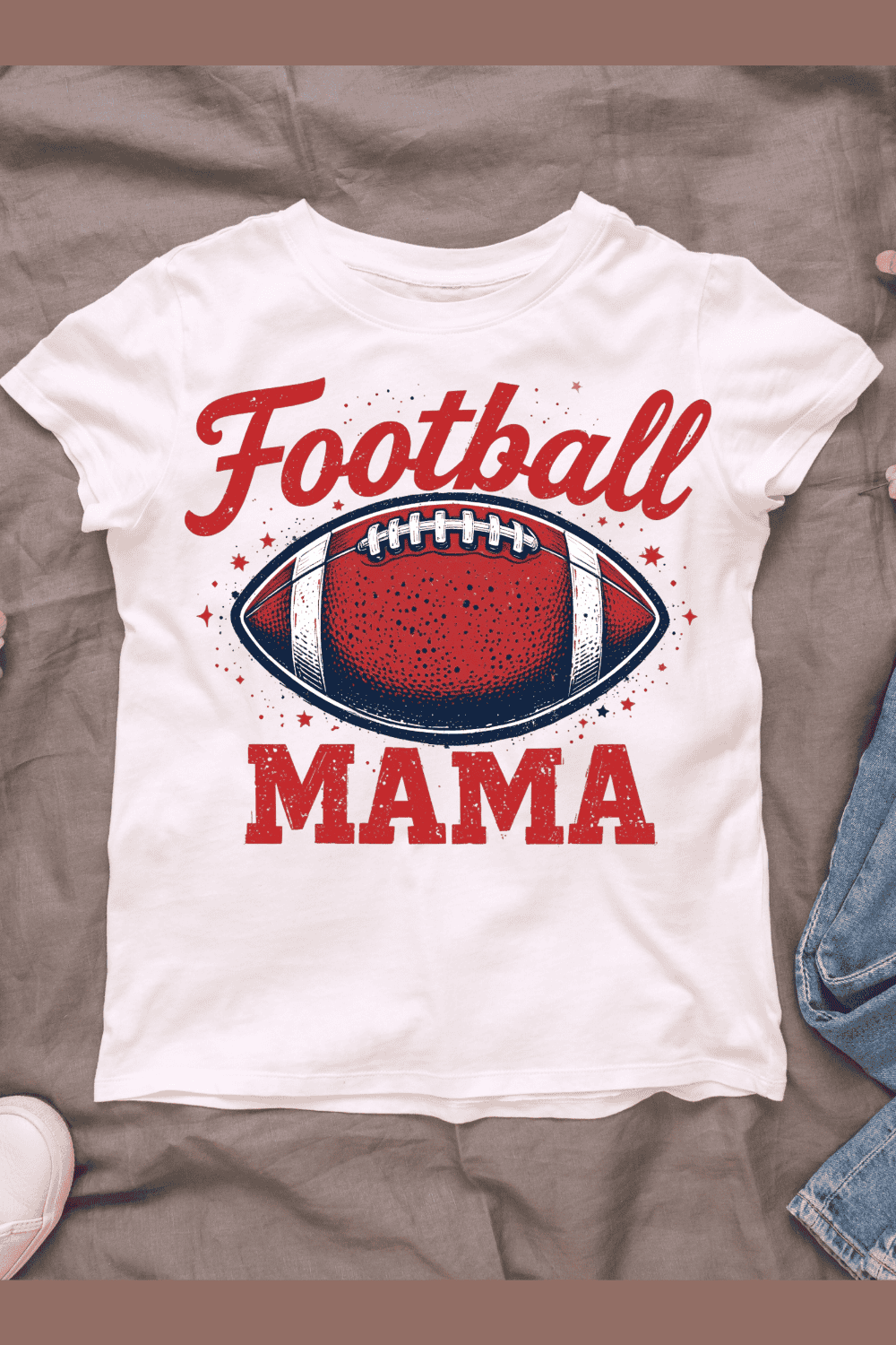 Football Mama Typography T-shirt Design pinterest preview image.