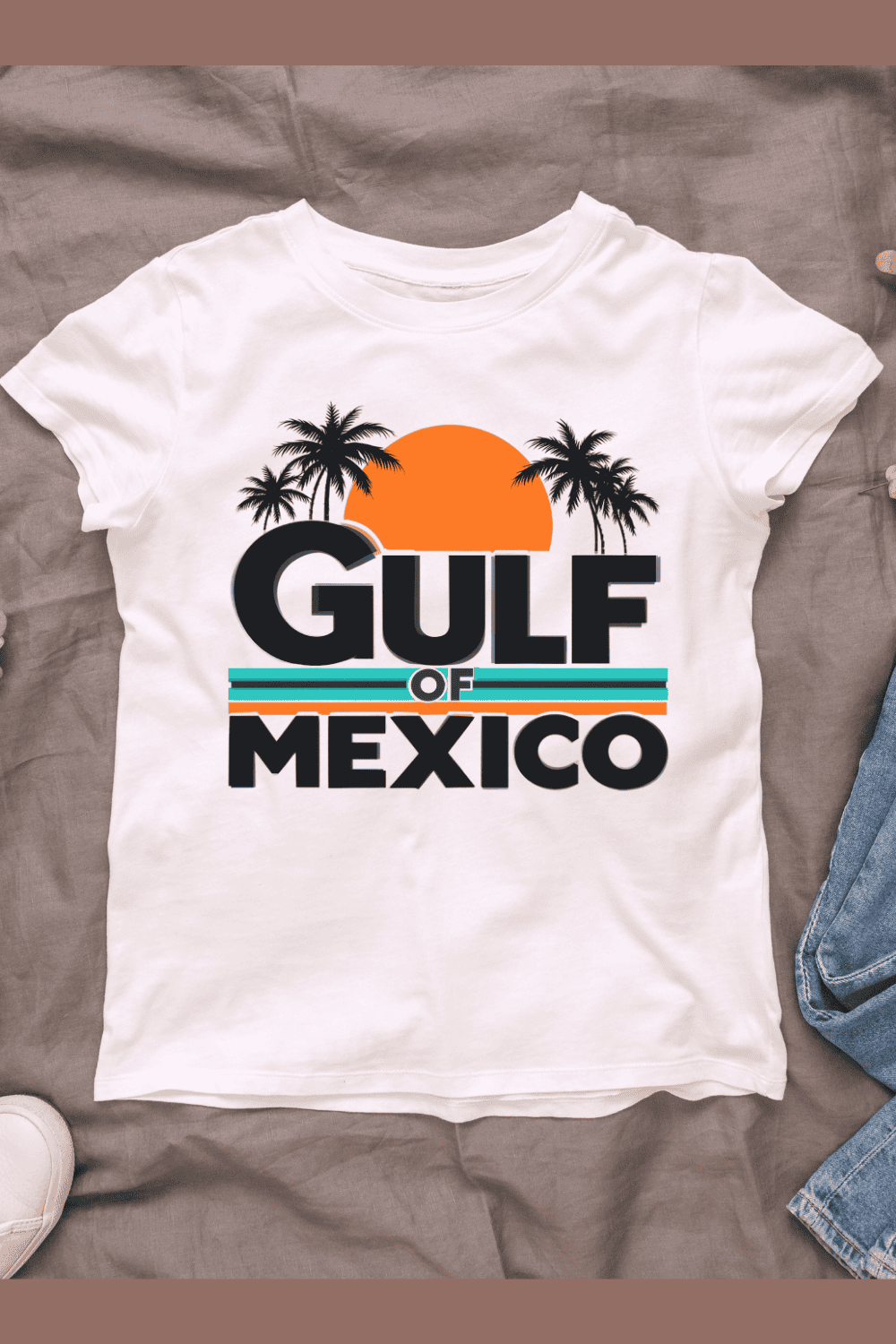 Vintage Gulf of Mexico T-shirt Design pinterest preview image.