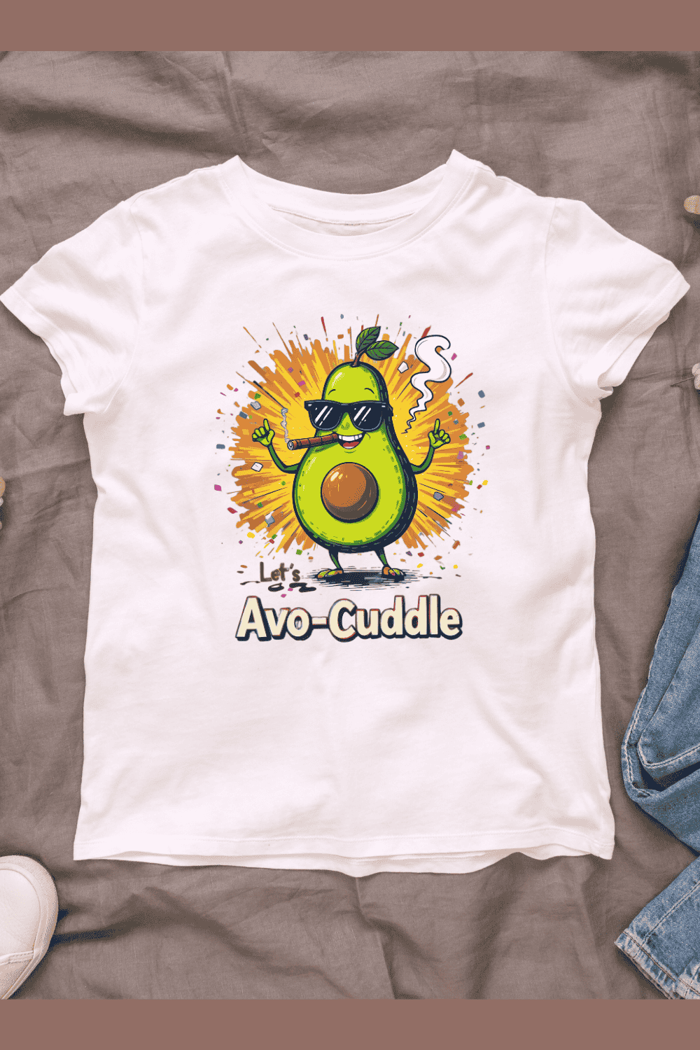 Let's Avo-Cuddle T-shirt Design pinterest preview image.