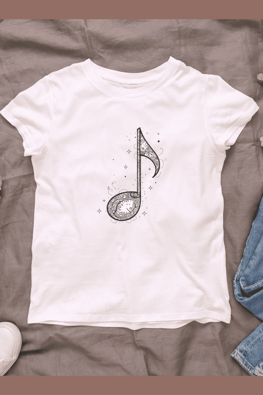 Minimalist Music Symbol T-shirt Design pinterest preview image.