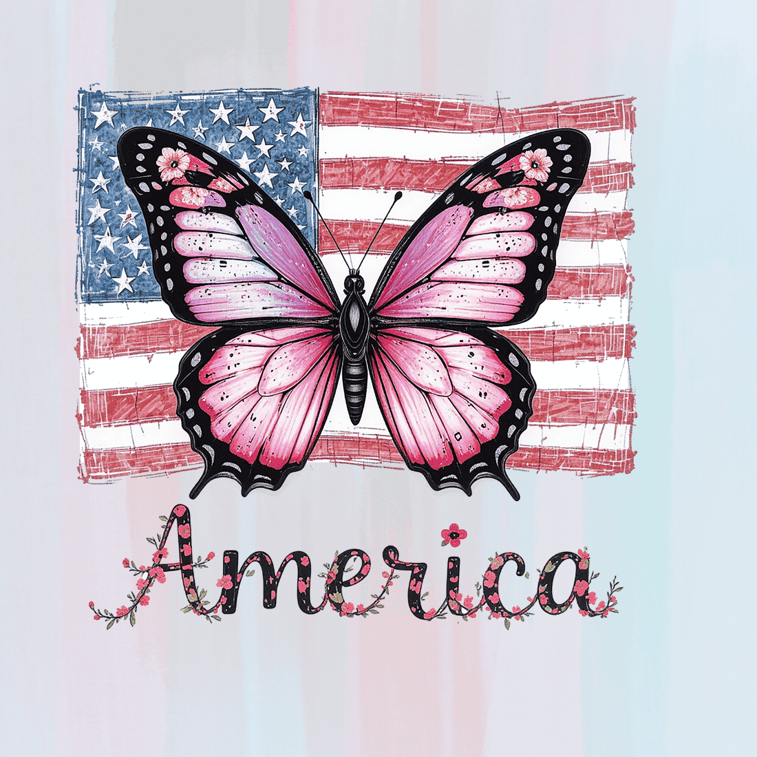 Patriotic Butterfly America T-shirt Design preview image.