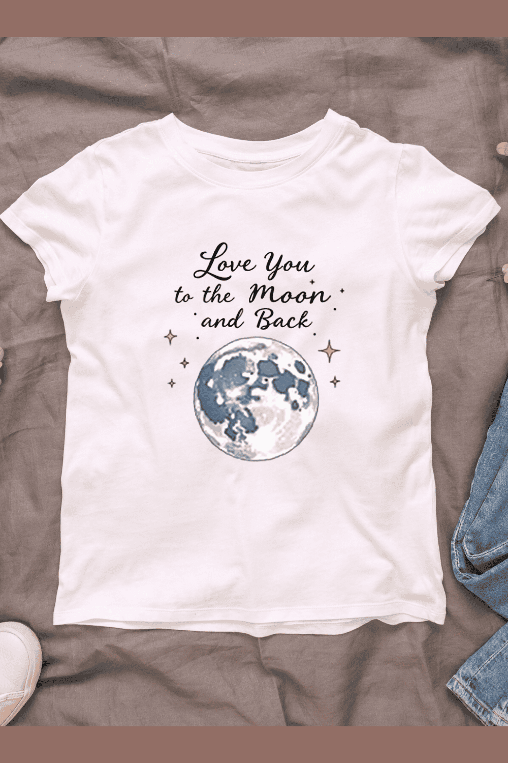 Romantic Moon T-shirt Design pinterest preview image.