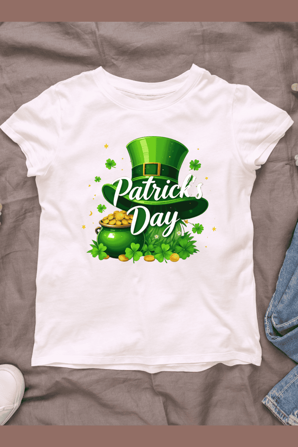 Festive St Patricks Day T-shirt Design pinterest preview image.