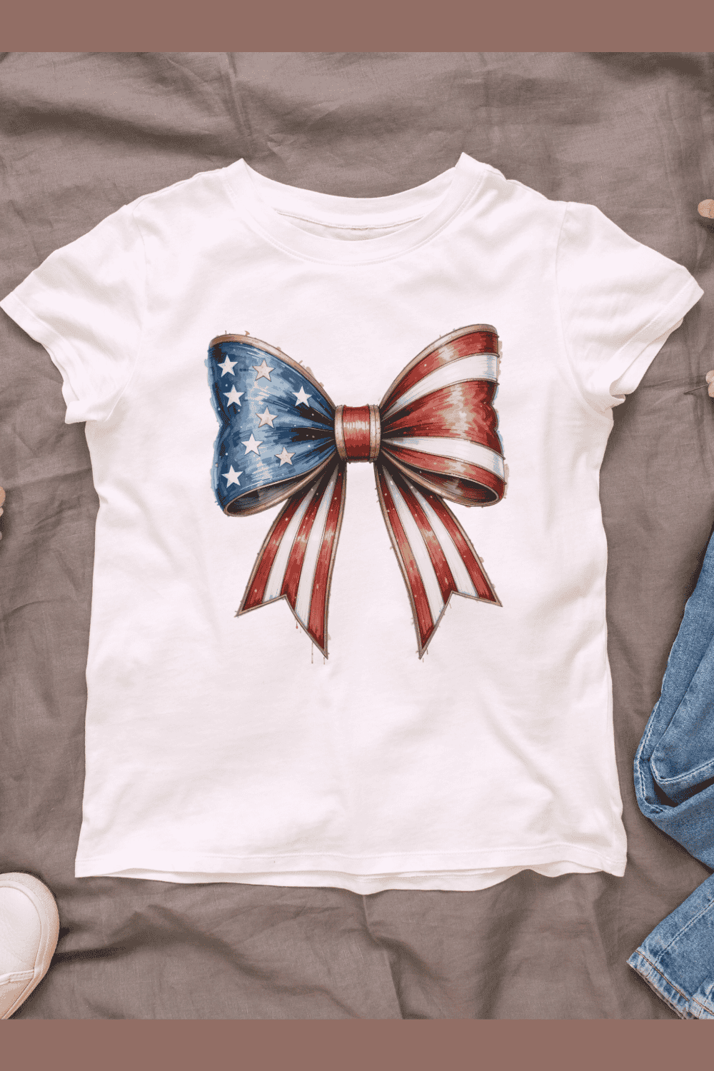 American Flag Bow T-shirt Design pinterest preview image.