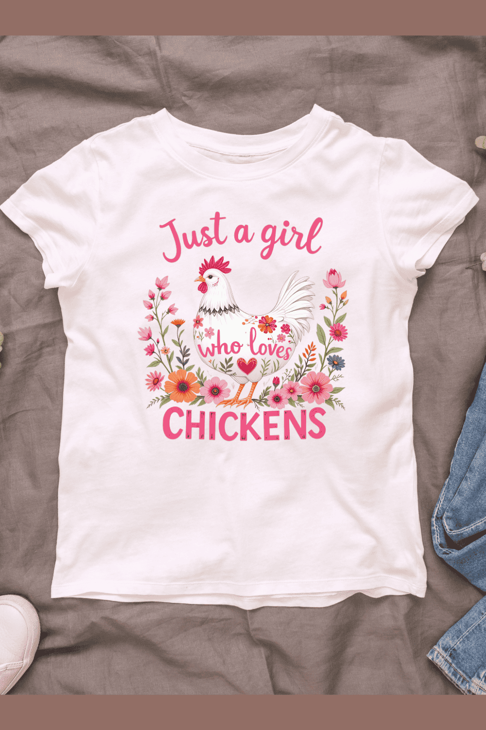 Girl Chicken Lover T-shirt Design pinterest preview image.