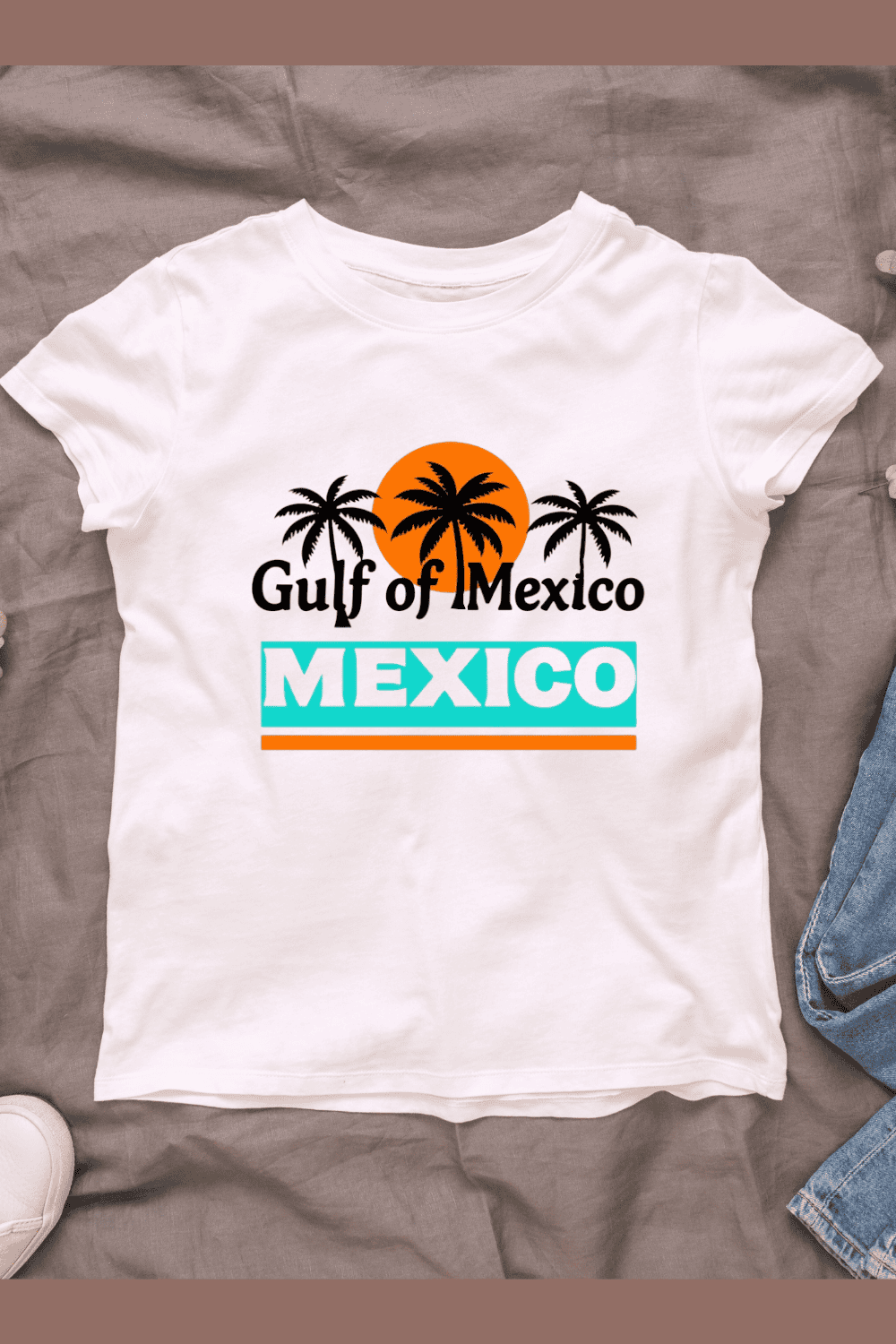 Vintage Retro Gulf of Mexico T-shirt Design pinterest preview image.