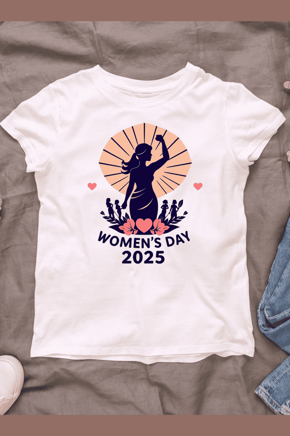 Women's Day 2025 T-shirt Design pinterest preview image.