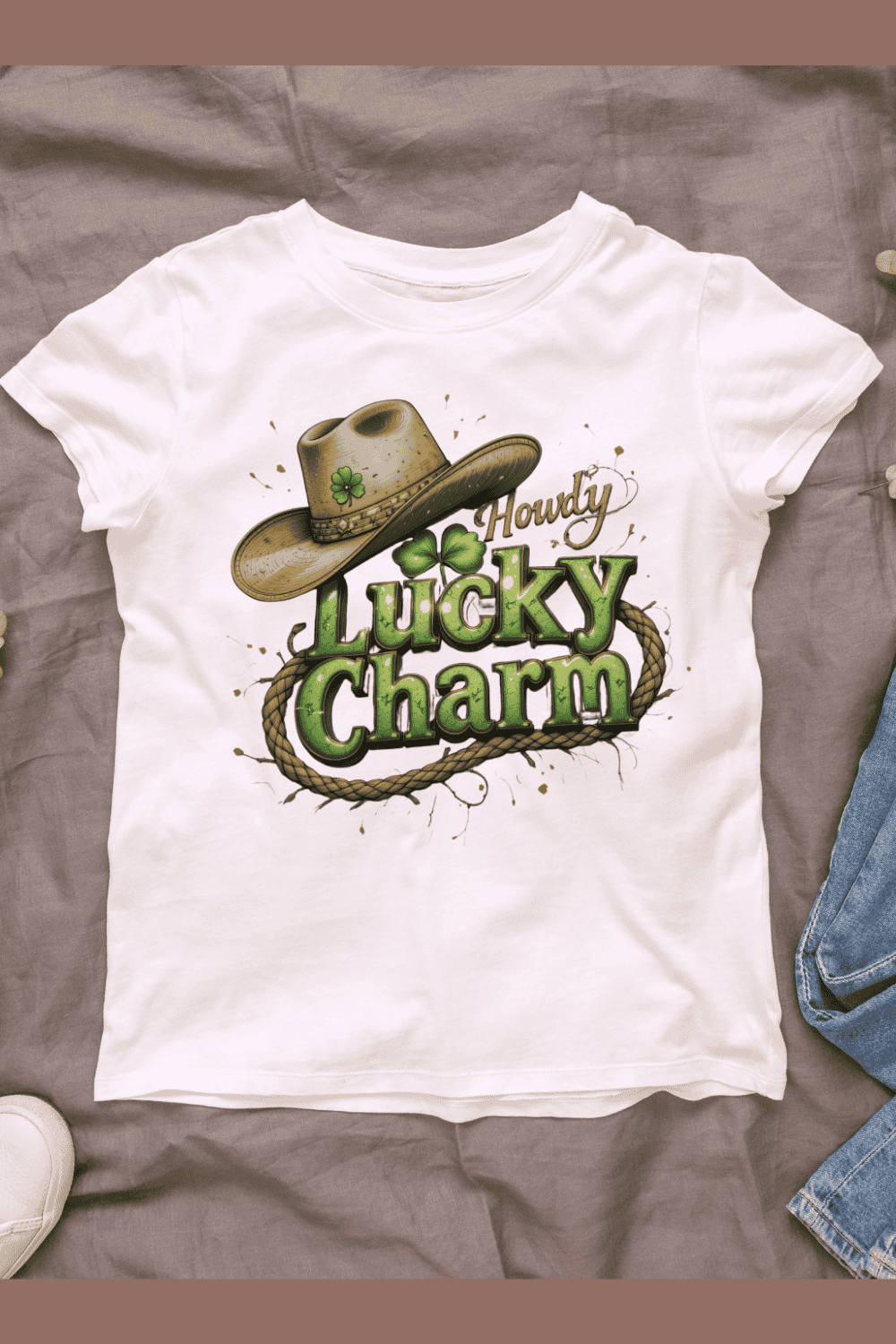 Howdy Lucky Charm Typography T-shirt Design pinterest preview image.