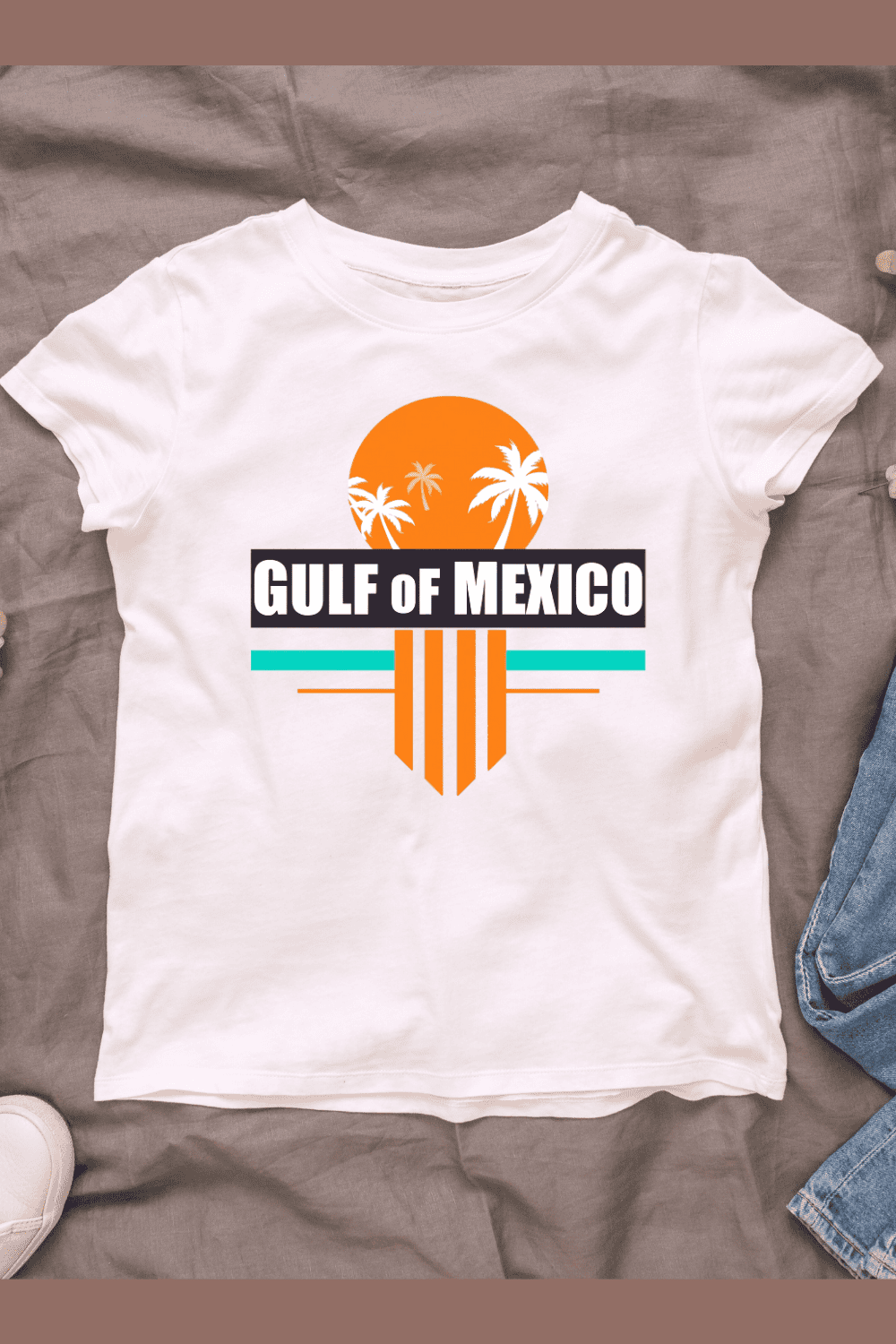 Sunset Gulf of Mexico T-shirt Design pinterest preview image.